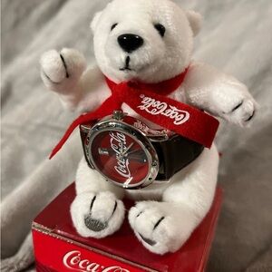 Vintage 2002 Coca-Cola watch and plush polar bear gift set